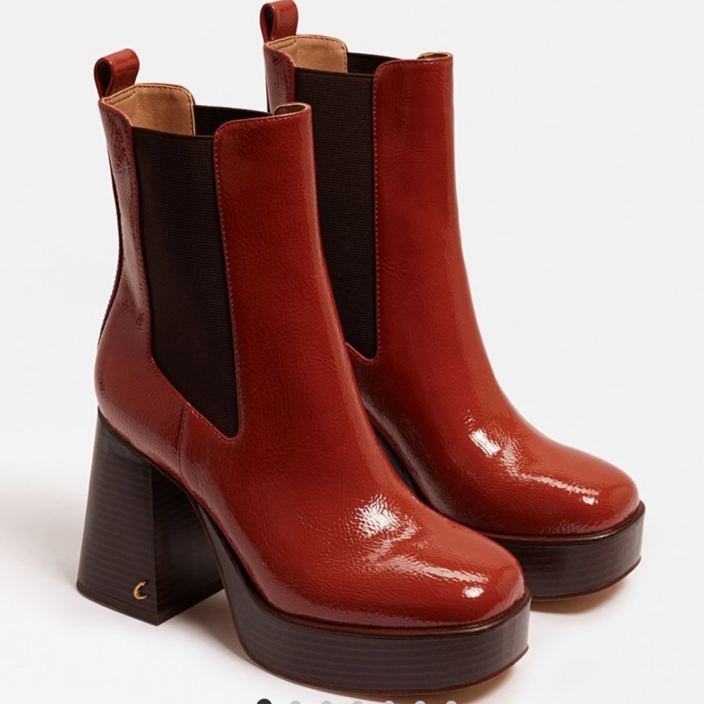 Circus NY Stace Platform Patent Boot in Toffee